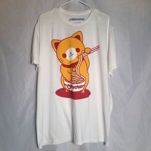 Maruchan Ramen Noodle Cat Instant Lunch Print Men's White Tshirt Size XL NWT